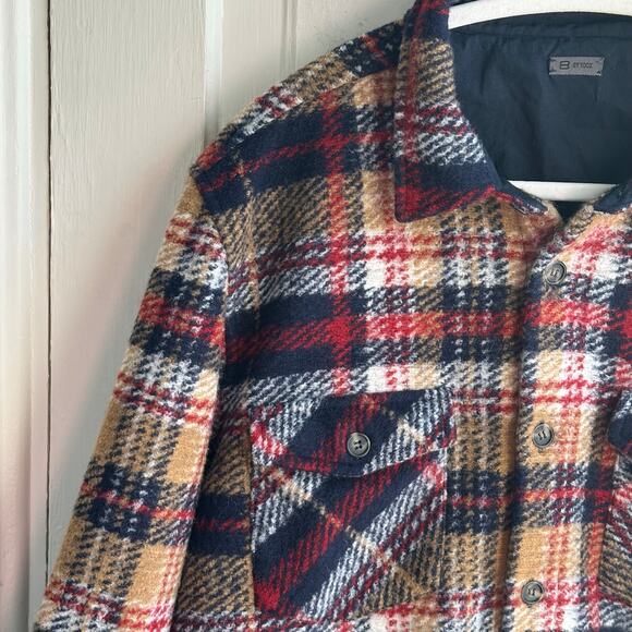8 by Yoox Plaid Wool Blend Shacket Shirt Jacket - Picture 4 of 8